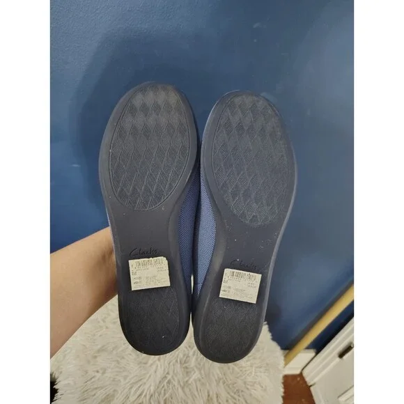 Clarks Cloudsteppers Flats 8.5 Blue Carly Hope Knit Bow - Picture 3 of 8